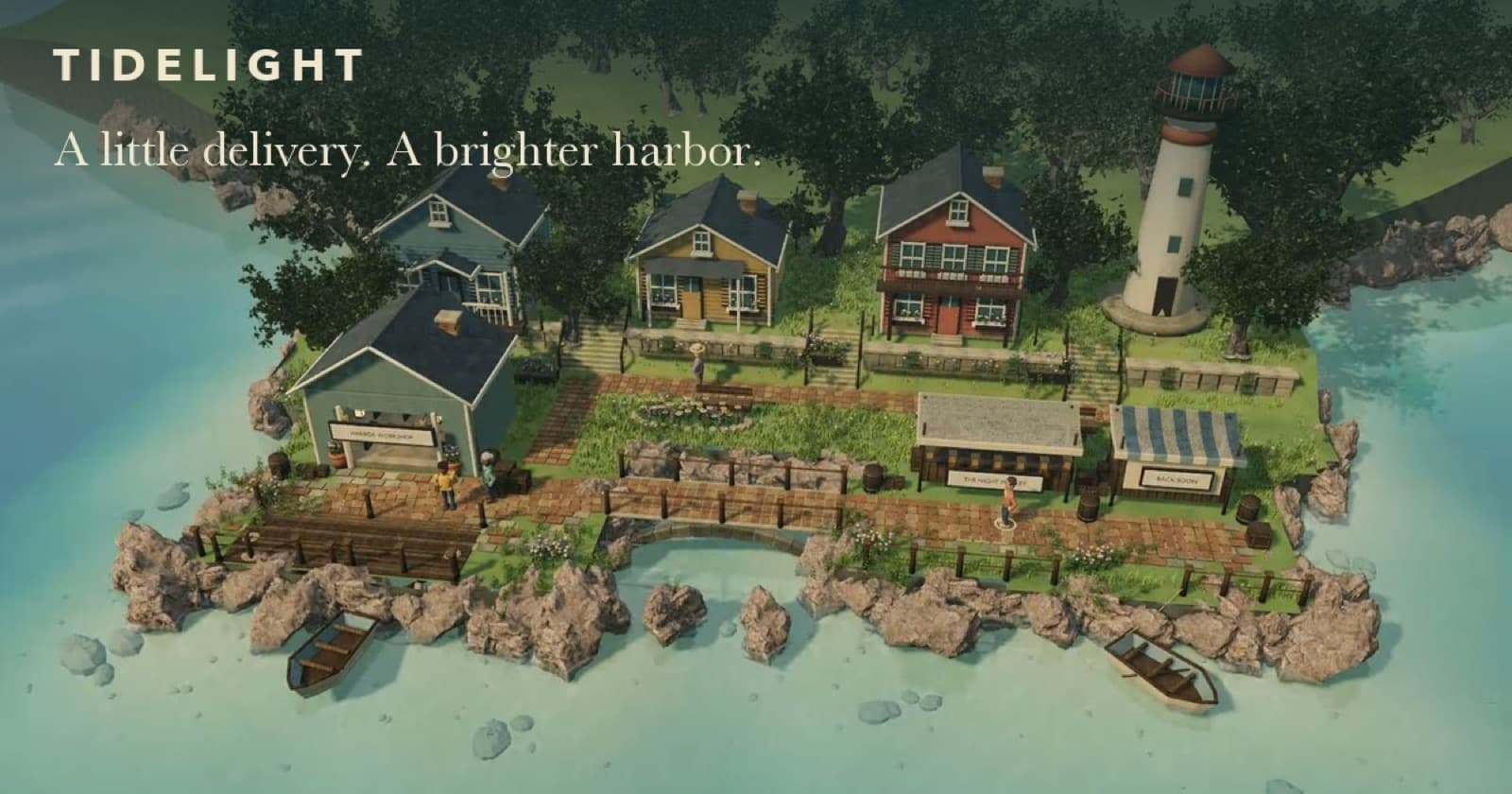 Tidelight share card showing the harbor from above
